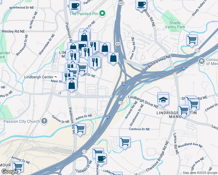 map of restaurants, bars, coffee shops, grocery stores, and more near 743 Taylor Court in Atlanta