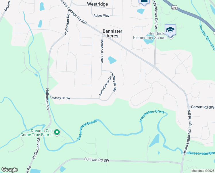 map of restaurants, bars, coffee shops, grocery stores, and more near 5407 Jamestowne Drive in Powder Springs