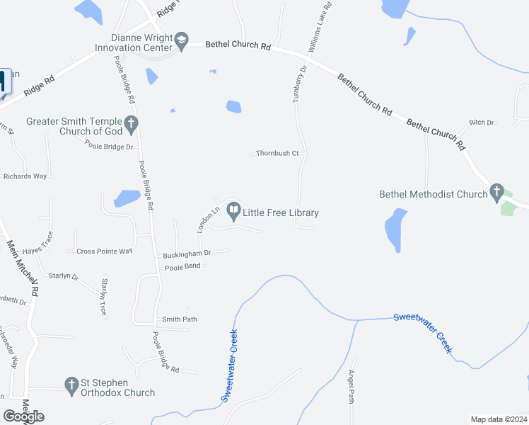 map of restaurants, bars, coffee shops, grocery stores, and more near 360 London Lane in Hiram