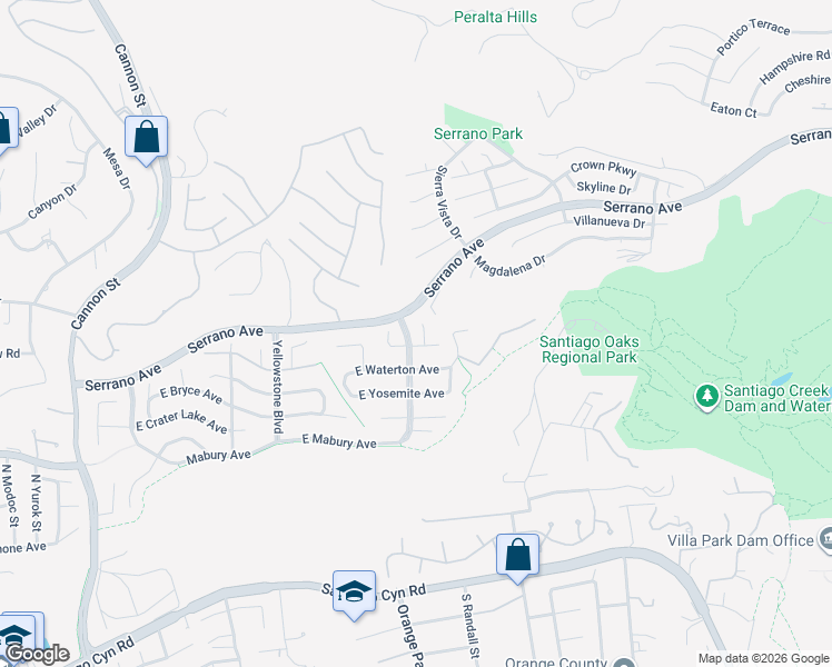 map of restaurants, bars, coffee shops, grocery stores, and more near 1996 North Lake Mead Circle in Orange