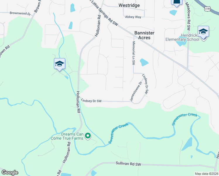 map of restaurants, bars, coffee shops, grocery stores, and more near 4554 Darrowby Drive in Powder Springs