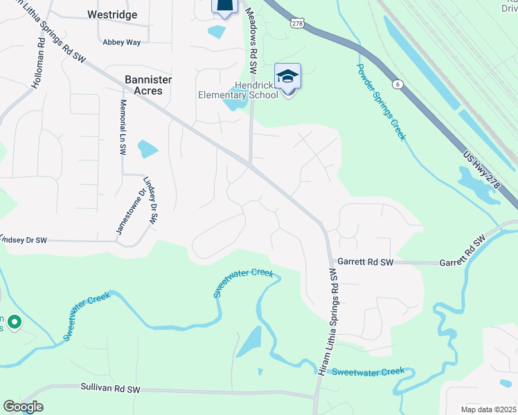 map of restaurants, bars, coffee shops, grocery stores, and more near 4123 Sweetsprings Terrace Southwest in Powder Springs
