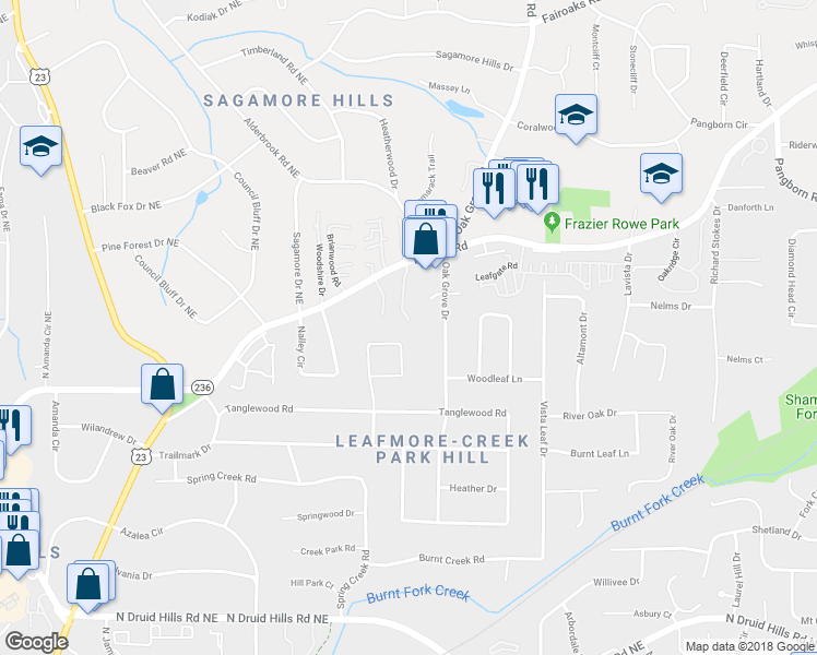 map of restaurants, bars, coffee shops, grocery stores, and more near 1428 Cambridge Common in Decatur