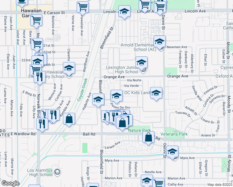 map of restaurants, bars, coffee shops, grocery stores, and more near 4122 Avenida Sevilla in Cypress