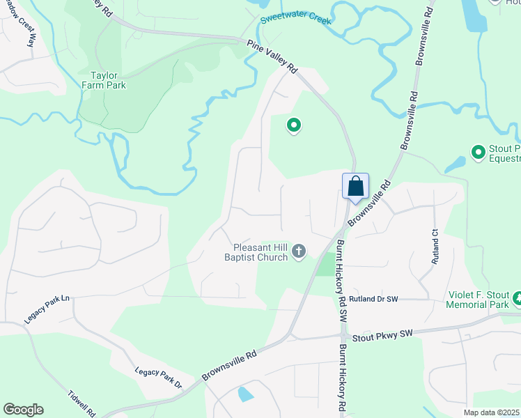 map of restaurants, bars, coffee shops, grocery stores, and more near 115 Blue Ridge Trail in Powder Springs