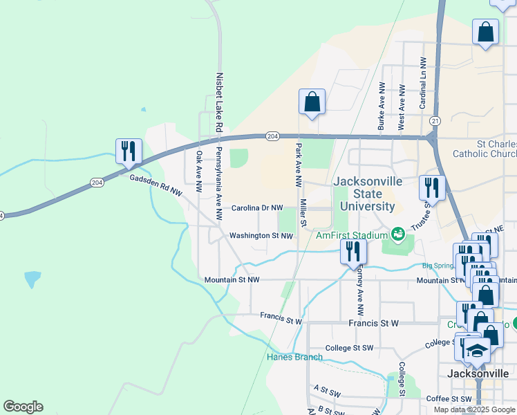 map of restaurants, bars, coffee shops, grocery stores, and more near 698 Carolina Drive Northwest in Jacksonville