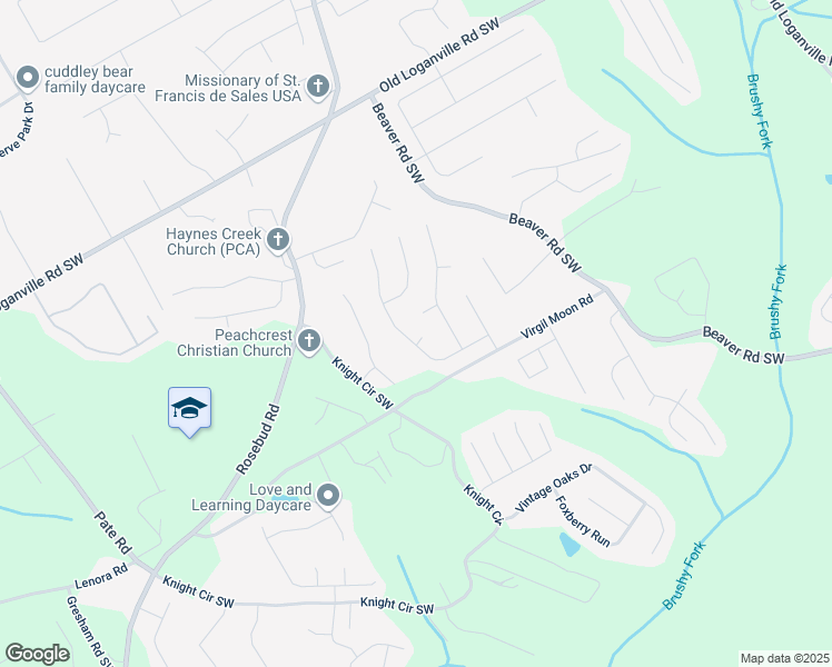 map of restaurants, bars, coffee shops, grocery stores, and more near 3870 Michaels Creek Court in Loganville