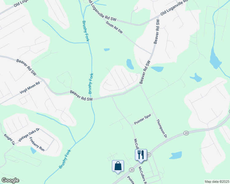 map of restaurants, bars, coffee shops, grocery stores, and more near 4443 Grove Lake Street Southwest in Loganville