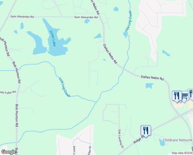 map of restaurants, bars, coffee shops, grocery stores, and more near 146 Flint Knoll in Douglasville