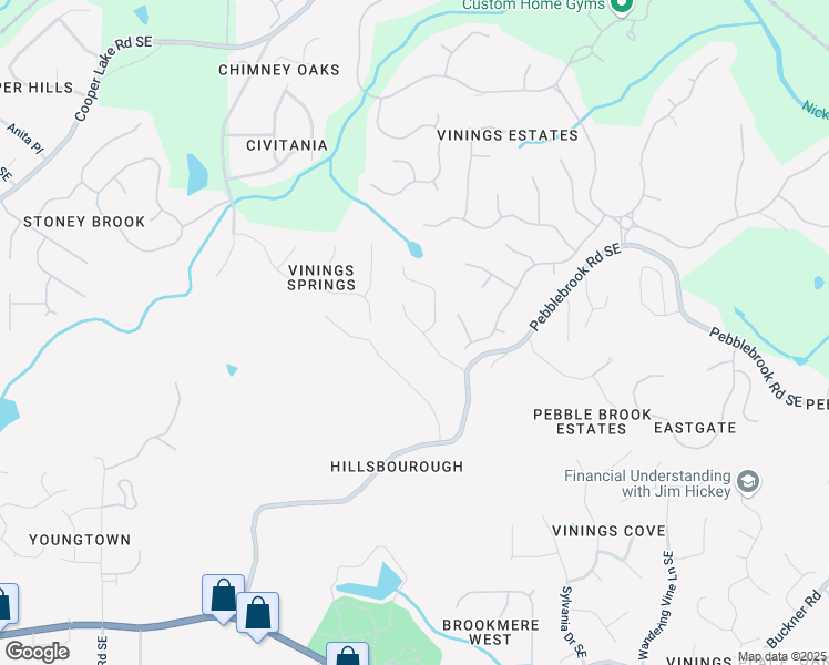 map of restaurants, bars, coffee shops, grocery stores, and more near 5382 Pebblebrook Lane Southeast in Mableton