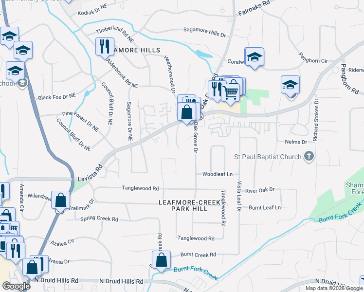 map of restaurants, bars, coffee shops, grocery stores, and more near 1422 Cambridge Common in Decatur