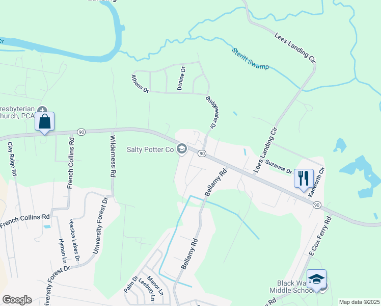 map of restaurants, bars, coffee shops, grocery stores, and more near 1006 South Carolina 90 in Conway