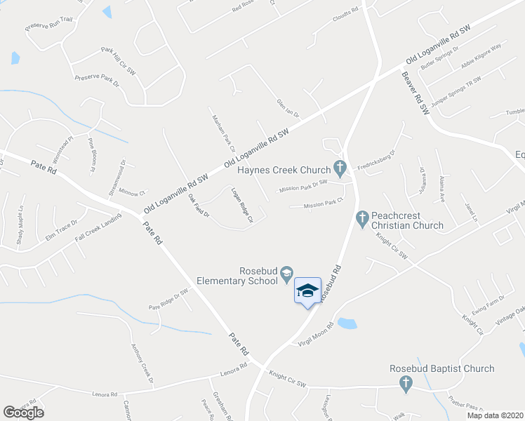 map of restaurants, bars, coffee shops, grocery stores, and more near 4212 Oak Field Drive in Loganville