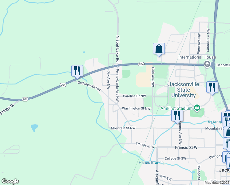 map of restaurants, bars, coffee shops, grocery stores, and more near 806 Pennsylvania Avenue Northwest in Jacksonville