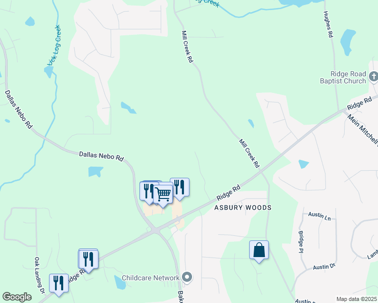 map of restaurants, bars, coffee shops, grocery stores, and more near 263 Chandler Ridge Drive in Douglasville