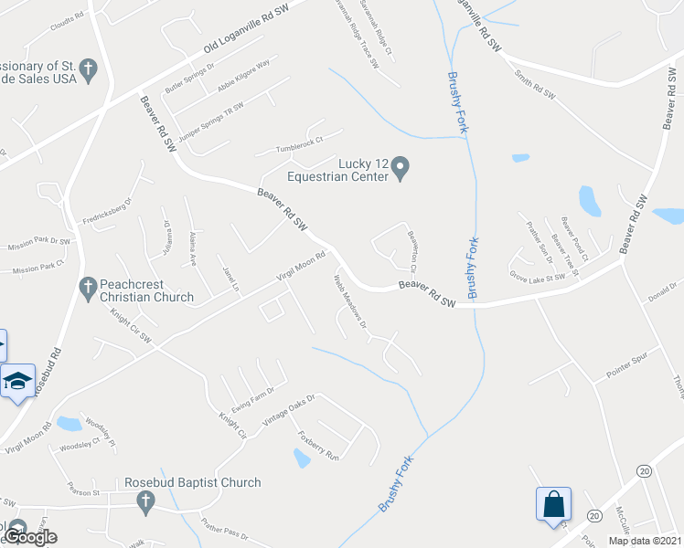 map of restaurants, bars, coffee shops, grocery stores, and more near 4208 Webb Meadows Drive in Loganville