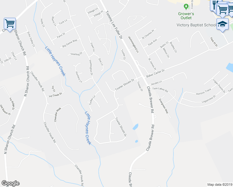 map of restaurants, bars, coffee shops, grocery stores, and more near 138 Towler Shoals Drive in Loganville