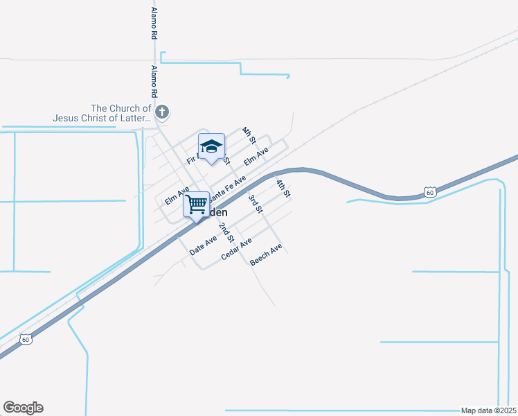 map of restaurants, bars, coffee shops, grocery stores, and more near 71121 Date Street in Wenden