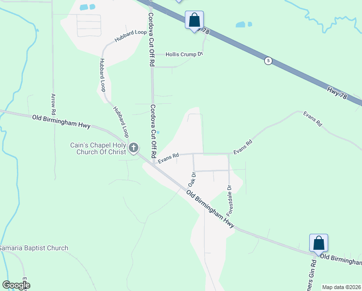 map of restaurants, bars, coffee shops, grocery stores, and more near 1574 Evans Road in Jasper