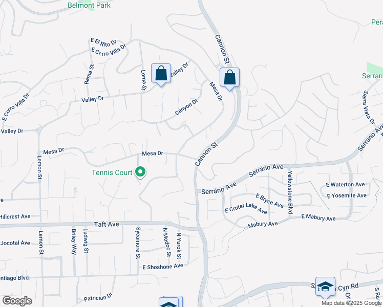 map of restaurants, bars, coffee shops, grocery stores, and more near 9622 Loma Street in Villa Park