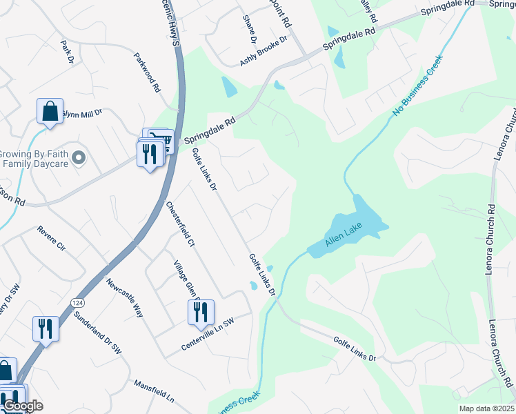map of restaurants, bars, coffee shops, grocery stores, and more near 3226 Masters Pass Lane in Snellville