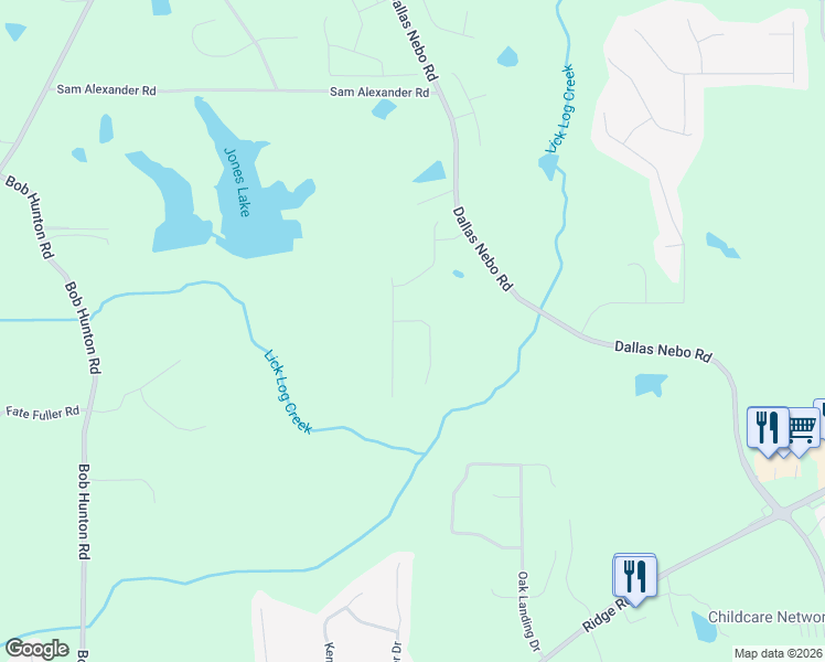 map of restaurants, bars, coffee shops, grocery stores, and more near 42 Flint Knoll in Douglasville