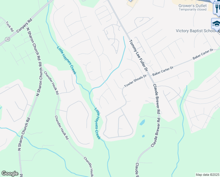 map of restaurants, bars, coffee shops, grocery stores, and more near 2450 Huntington Drive in Loganville