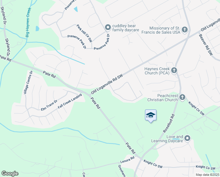 map of restaurants, bars, coffee shops, grocery stores, and more near 3931 Oak Field Drive in Loganville