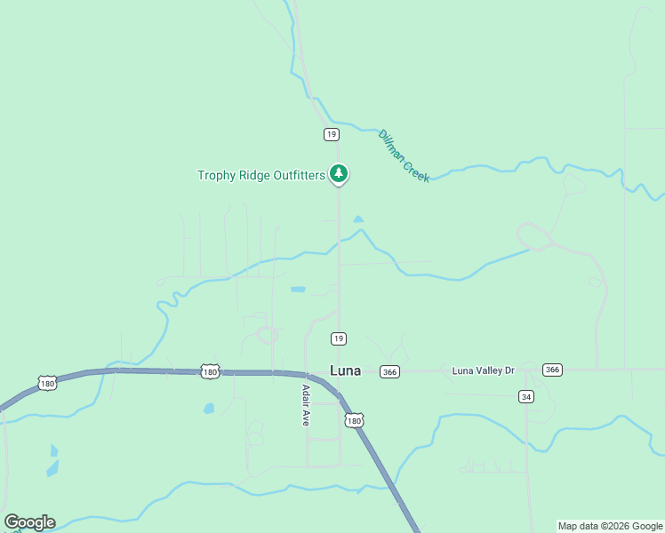 map of restaurants, bars, coffee shops, grocery stores, and more near Forest Road 19 in Luna