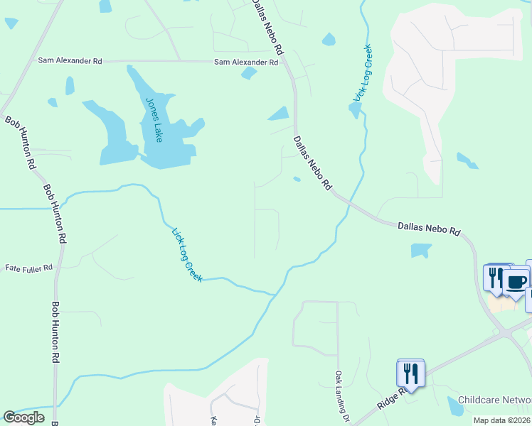 map of restaurants, bars, coffee shops, grocery stores, and more near 42 Flint Knoll in Douglasville