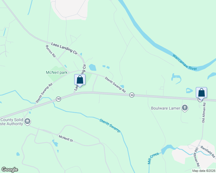 map of restaurants, bars, coffee shops, grocery stores, and more near 2278 Steritt Swamp Road in Conway