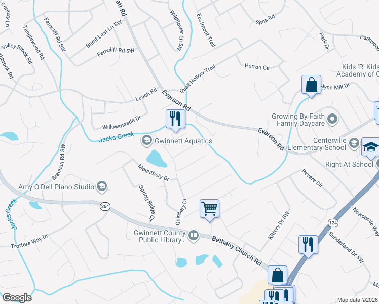 map of restaurants, bars, coffee shops, grocery stores, and more near 3788 September Way in Snellville