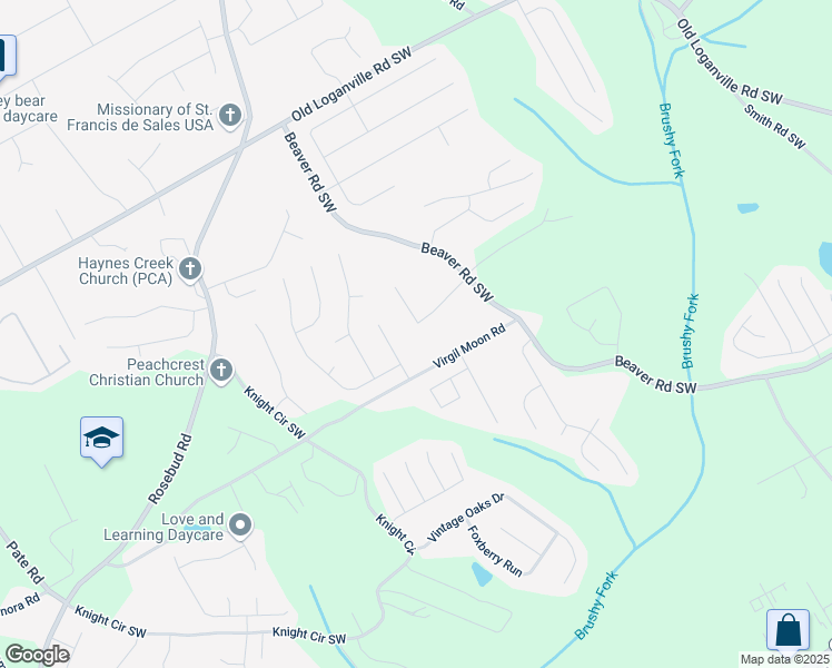 map of restaurants, bars, coffee shops, grocery stores, and more near 1490 Twin Manor Drive in Loganville