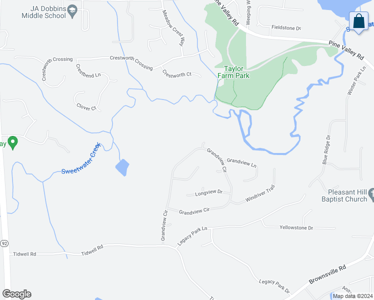 map of restaurants, bars, coffee shops, grocery stores, and more near 519 Grandview Circle in Powder Springs