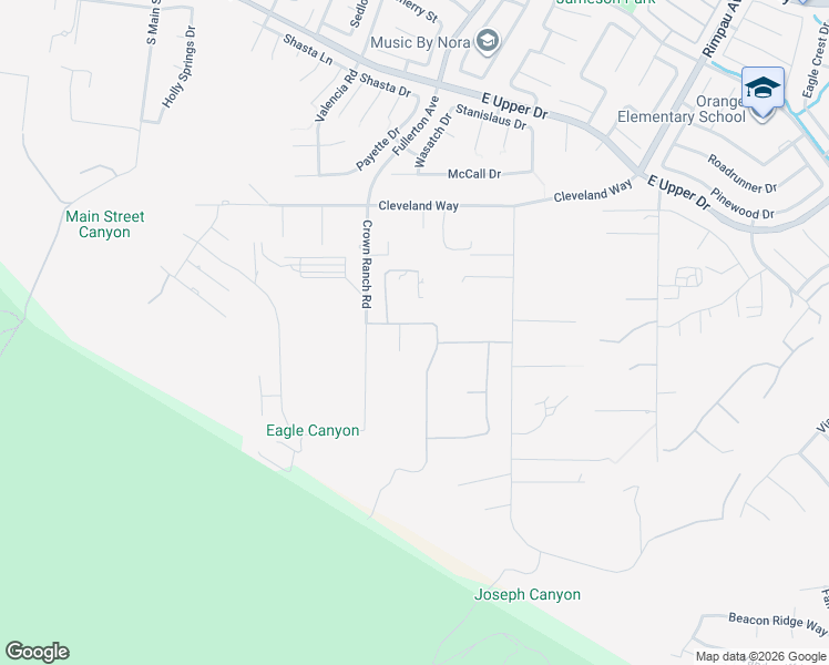 map of restaurants, bars, coffee shops, grocery stores, and more near 976 Crown Ranch Road in Corona