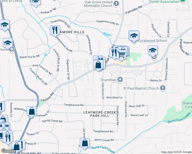 map of restaurants, bars, coffee shops, grocery stores, and more near 1461 Cambridge Common in Decatur