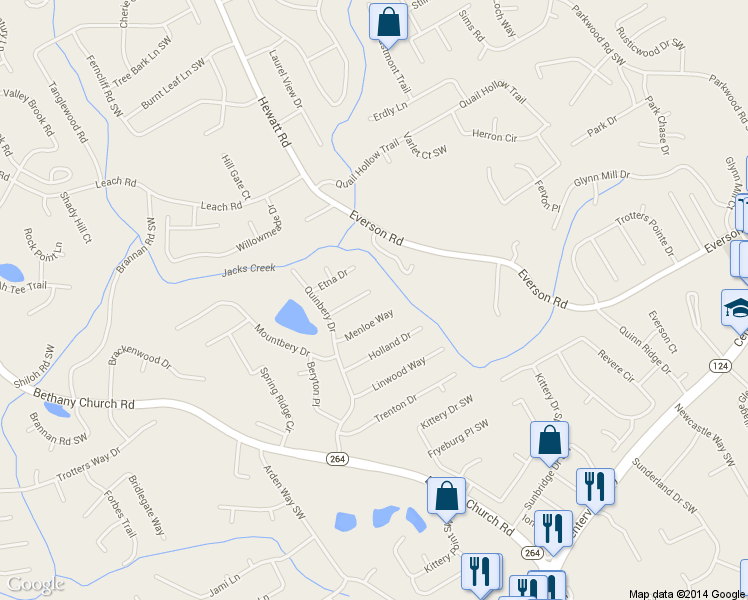 map of restaurants, bars, coffee shops, grocery stores, and more near 3768 September Way in Snellville