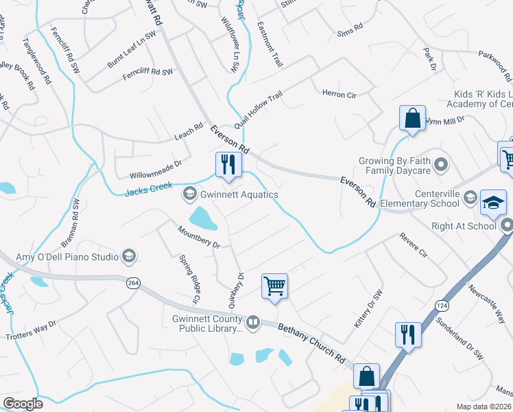 map of restaurants, bars, coffee shops, grocery stores, and more near 3768 September Way in Snellville