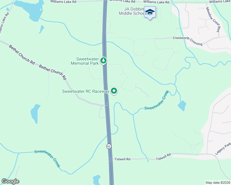 map of restaurants, bars, coffee shops, grocery stores, and more near 57 Marvin Park in Powder Springs