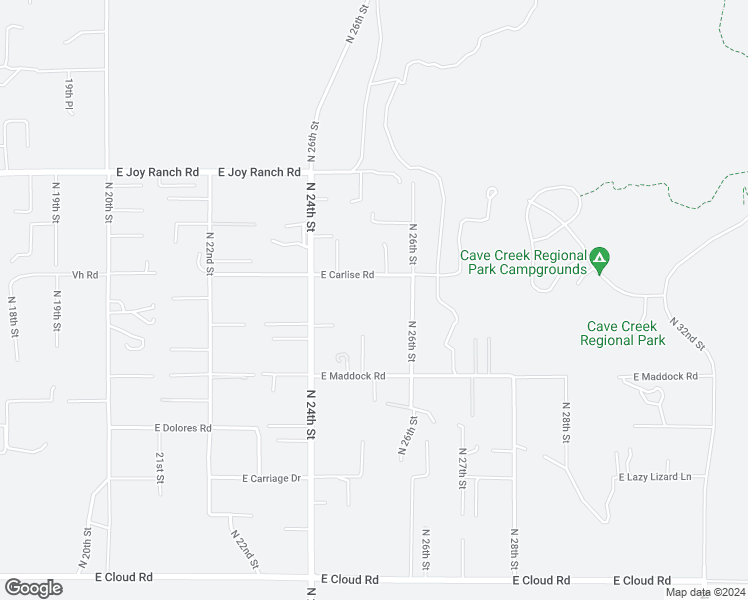 map of restaurants, bars, coffee shops, grocery stores, and more near 2513 East Carlise Road in Cave Creek