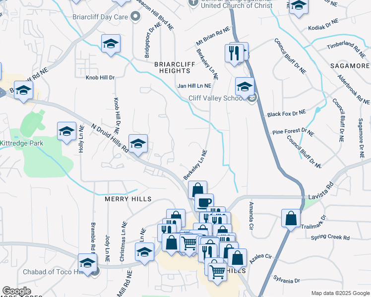 map of restaurants, bars, coffee shops, grocery stores, and more near 1835 Berkeley Mews in Atlanta
