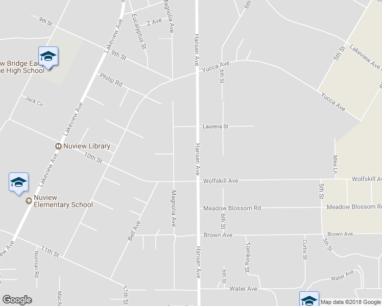 map of restaurants, bars, coffee shops, grocery stores, and more near 20461 Hansen Avenue in Nuevo