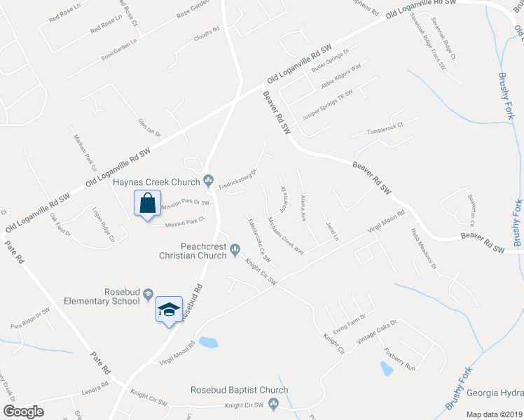 map of restaurants, bars, coffee shops, grocery stores, and more near 3880 Michaels Creek Way in Loganville
