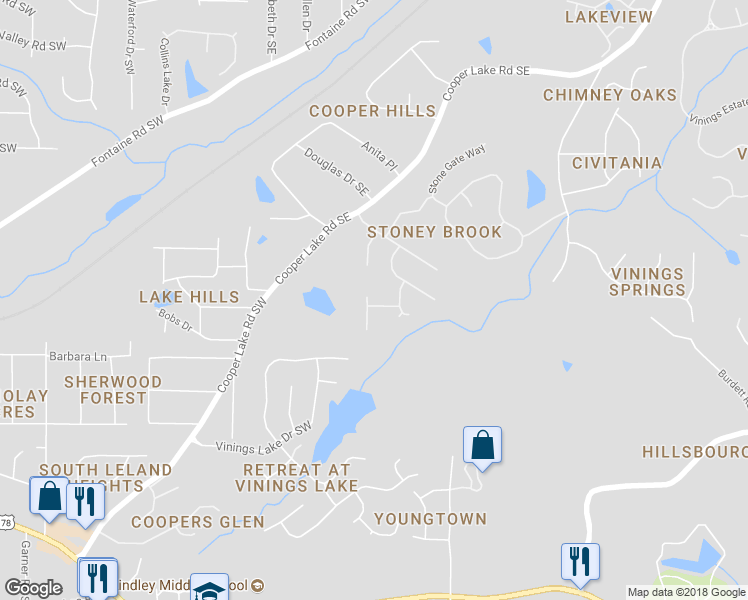 map of restaurants, bars, coffee shops, grocery stores, and more near 5340 Saint Martins Court Southeast in Mableton