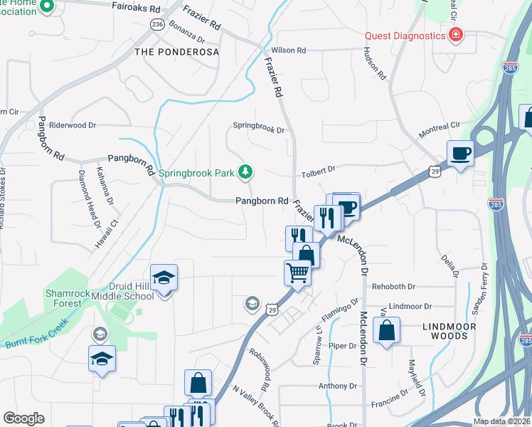 map of restaurants, bars, coffee shops, grocery stores, and more near 1460 Crescent Walk in Decatur
