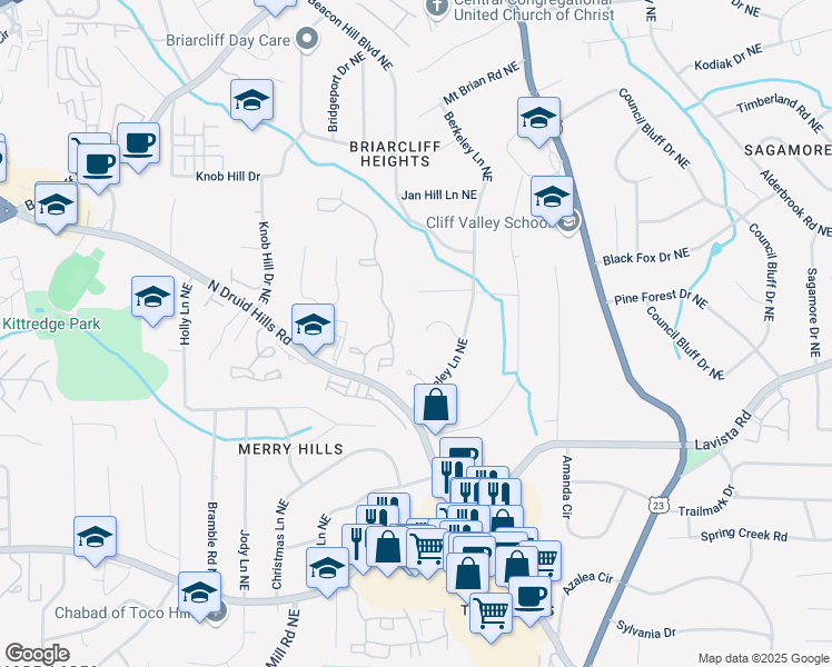 map of restaurants, bars, coffee shops, grocery stores, and more near 1835 Berkeley Mews in Atlanta