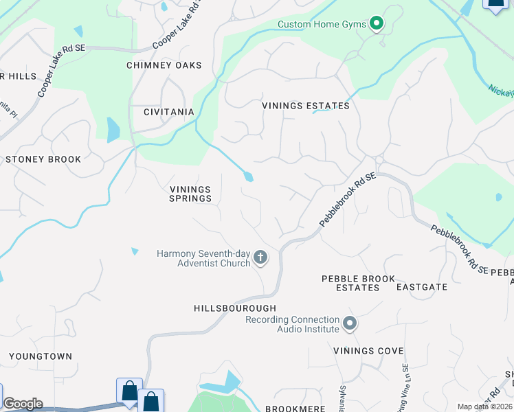 map of restaurants, bars, coffee shops, grocery stores, and more near 630 Denali Drive in Mableton