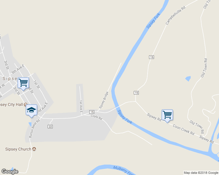 map of restaurants, bars, coffee shops, grocery stores, and more near 5163 Sipsey Bridge in Jasper