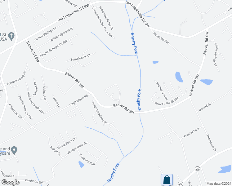 map of restaurants, bars, coffee shops, grocery stores, and more near 4316 Beaverton Court in Loganville