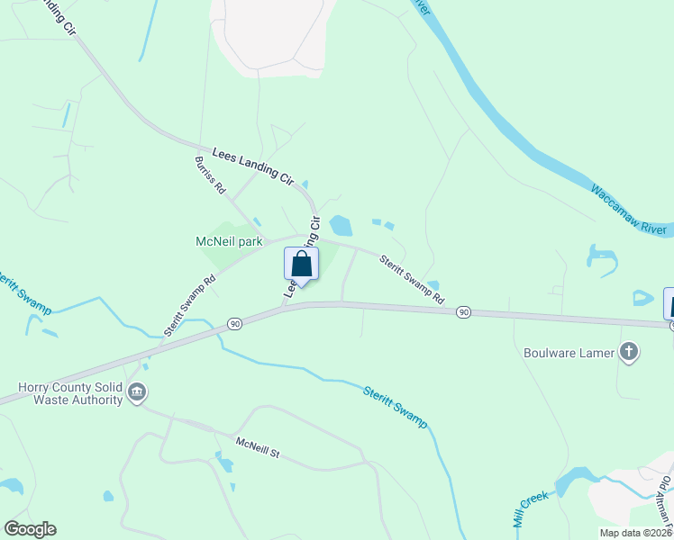map of restaurants, bars, coffee shops, grocery stores, and more near 1790 Reddick Road in Conway